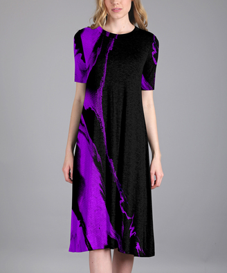 Aster Black & Purple Abstract Shift Dress - Plus Too