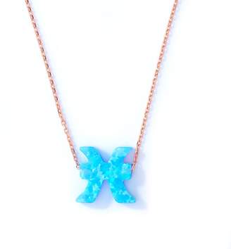 Lucky Eyes Pisces blue opal zodiac necklace