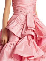 Thumbnail for your product : Oscar de la Renta Strapless Tiered Ruffle High-Low Gown