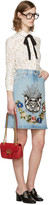 Thumbnail for your product : Gucci Blue Denim Embroidered Skirt
