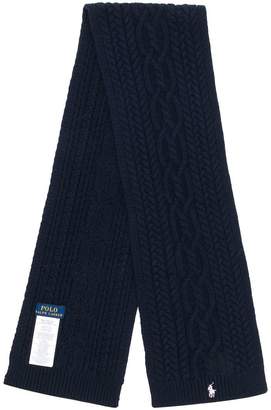 Ralph Lauren Kids logo embroidered knitted scarf