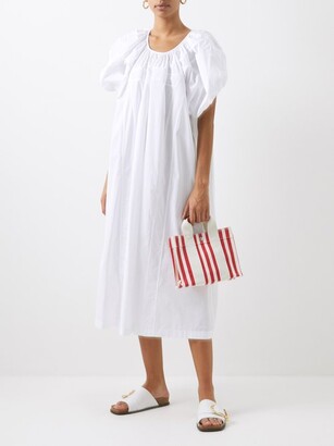 RUE DE VERNEUIL Tote Xs Striped Canvas And Leather Tote Bag