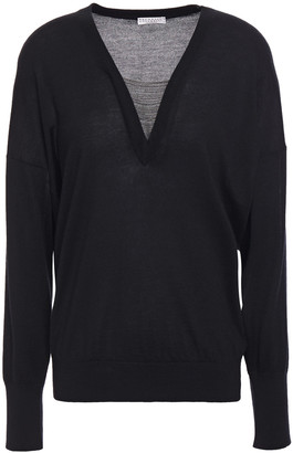 Brunello Cucinelli Bead-embellished Cashmere And Silk-blend Sweater