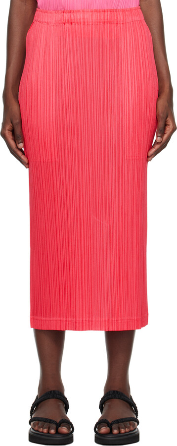 Accordion Pleats Tote in Neon Pink by Pleats Please Issey Miyake