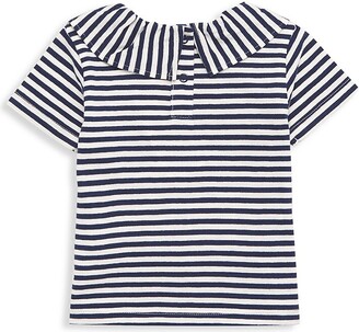 Petit Bateau Baby Girl's Ruffle Collar Striped Shirt