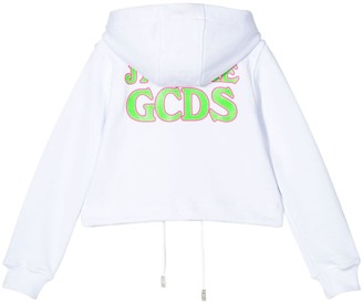 GCDS Kids Hooded Crop Sweatshirt