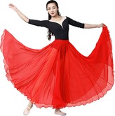 Thumbnail for your product : Z&X Women's Lyrical Dance Skirt Gradient Color Chiffon Long Swing Sheer Wrap Skirts for Modern Ballet Performance Costume Red White
