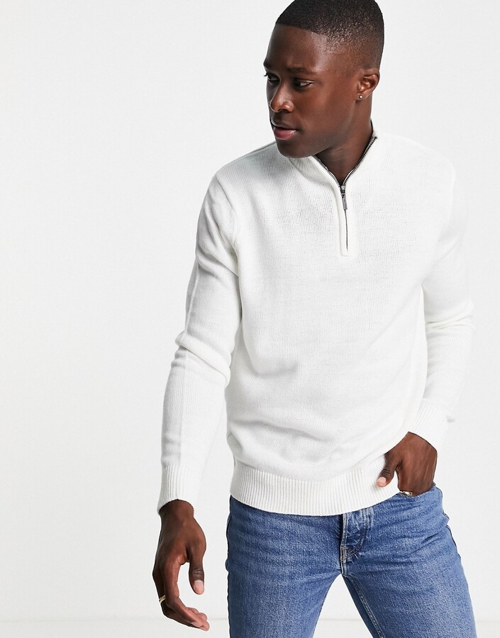 mens white half zip pullover