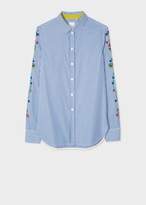 Thumbnail for your product : Paul Smith Women's Slim-Fit Blue And White Stripe Shirt With Embroidered Floral Sleeve Detail