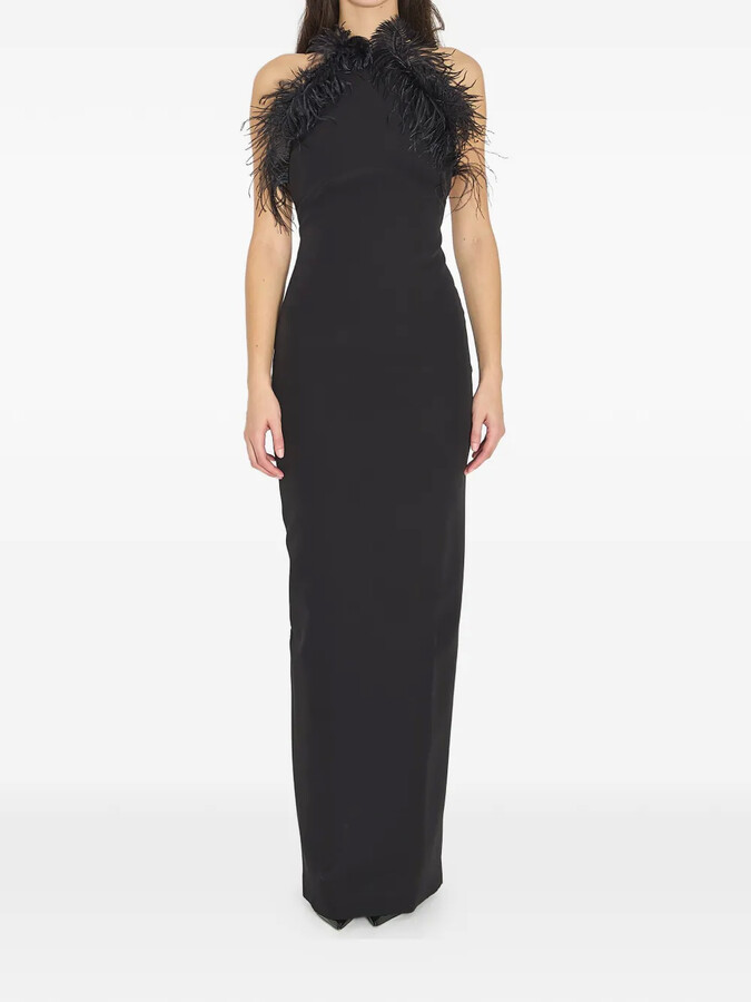 ATTICO Feather Strap Maxi Dress