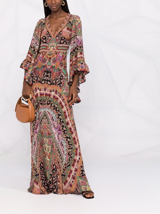 long sleeve silk maxi dress