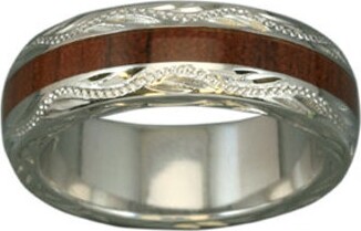 Etsy sterling Silver Hawaiian Koa Wood Lady's Eternity 6mm Ring | R567