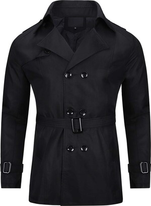 Allthemen Men Trench Coat Jacket Slim Fit Long weight Double Breasted ...