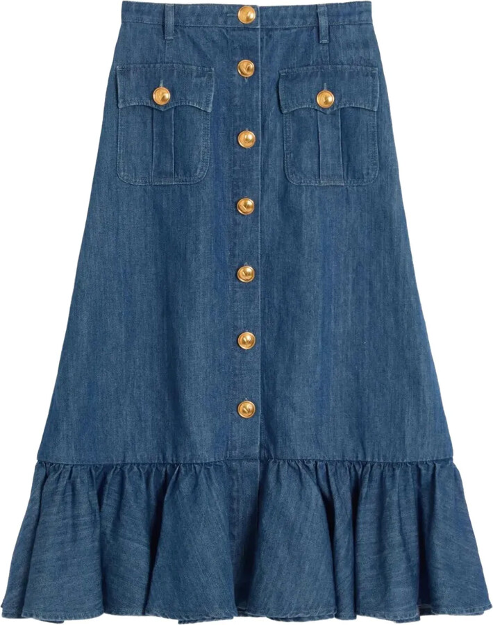 Lightweight Denim Skirt ShopStyle UK