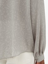 Thumbnail for your product : Raey Gathered Balloon-sleeve Floral-print Silk Top - Grey Print