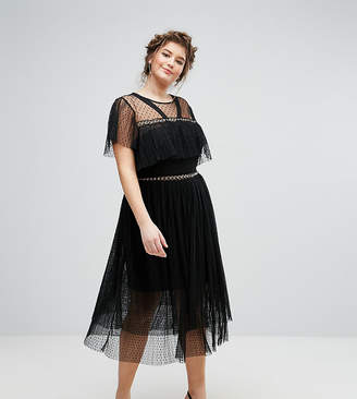 Truly You Tulle Ruffle Dress With Eyelet Detail
