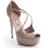 Thumbnail for your product : Gucci powder pink leather cross strap platform pumps