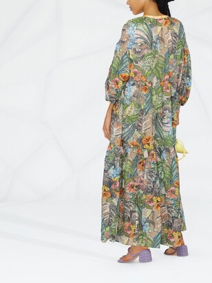 Anjuna Floral-Print Patchwork Midi Dress