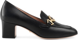 gucci leather mid heel pump