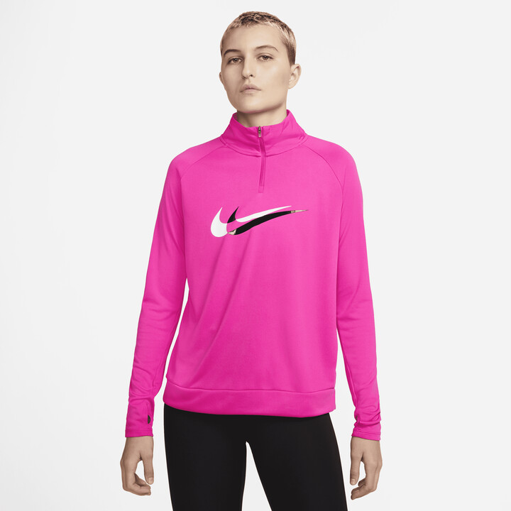 Nike Women's Dri-FIT Swoosh Run 1/4-Zip Running Midlayer in Pink