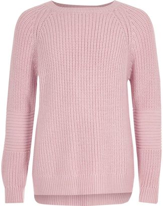 River Island Girls Pink cross open back knit jumper