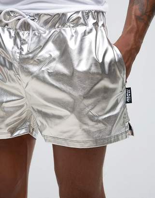 Jaded London Shorts In Silver Foil