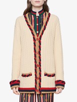 Thumbnail for your product : Gucci Cable knit cashmere wool cardigan