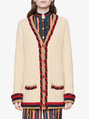 Gucci Cable knit cashmere wool cardigan