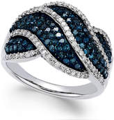 Thumbnail for your product : Macy's Wrapped In Love White and Blue Diamond Twist Ring in Sterling Silver (1 ct. t.w.), Created for