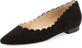 Thumbnail for your product : Manolo Blahnik Srila Scalloped Pointed-Toe Flat, Nude
