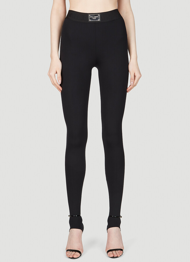 Dolce & Gabbana Logo Plaque Leggings - Woman Leggings Black It - 40 -  ShopStyle