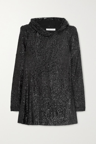 black sequin tunic top