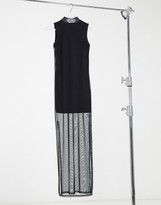 Thumbnail for your product : I SAW IT FIRST black mesh sleeveless high neck side split maxi dress in black