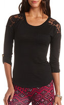 Thumbnail for your product : Charlotte Russe Lace Yoke High-Low Pocket Tunic Tee