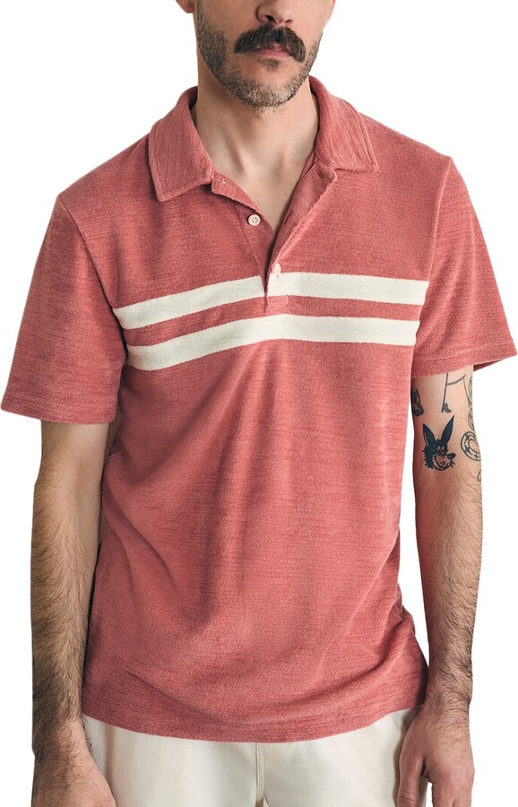 Faherty Cabana Towel Terry Surf Stripe Polo