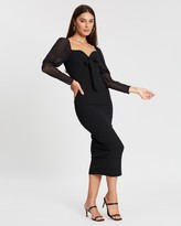 Thumbnail for your product : Missguided Mesh Puff Sleeve Bow Midi Dress