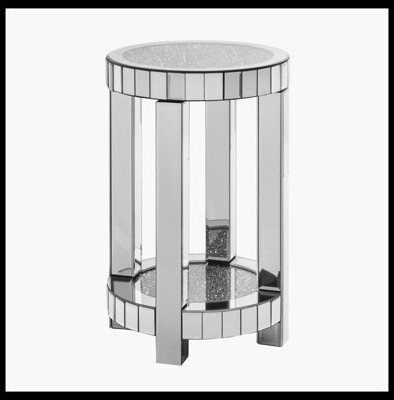 Mercer41 Mirror Round Coffee Table With storage space