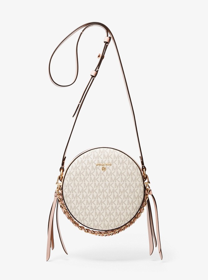 michael michael kors pebble leather circle canteen crossbody