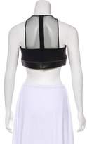 Thumbnail for your product : David Koma Leather-Trimmed Crop Top
