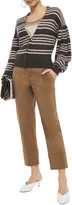 Thumbnail for your product : Brunello Cucinelli Striped Metallic Brushed Ribbed-knit Cardigan