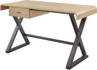 Everly Quinn Danton Gold Aluminum Rectangular Writing Desk (Not Including Office Chairs)