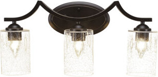 Zilo 3 Light Bath Bar Shown In Dark Granite Finish With 4" Clear Bubble Glass