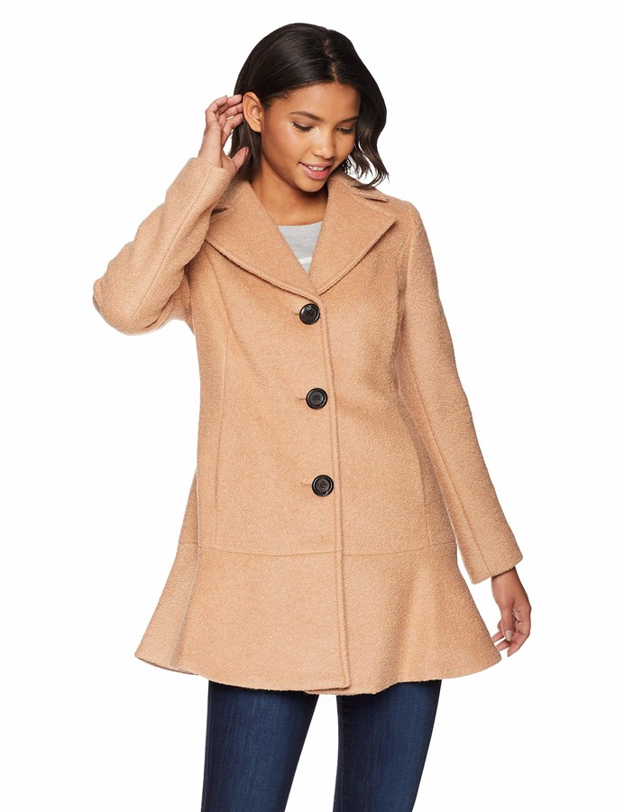 kensie leopard wool coat