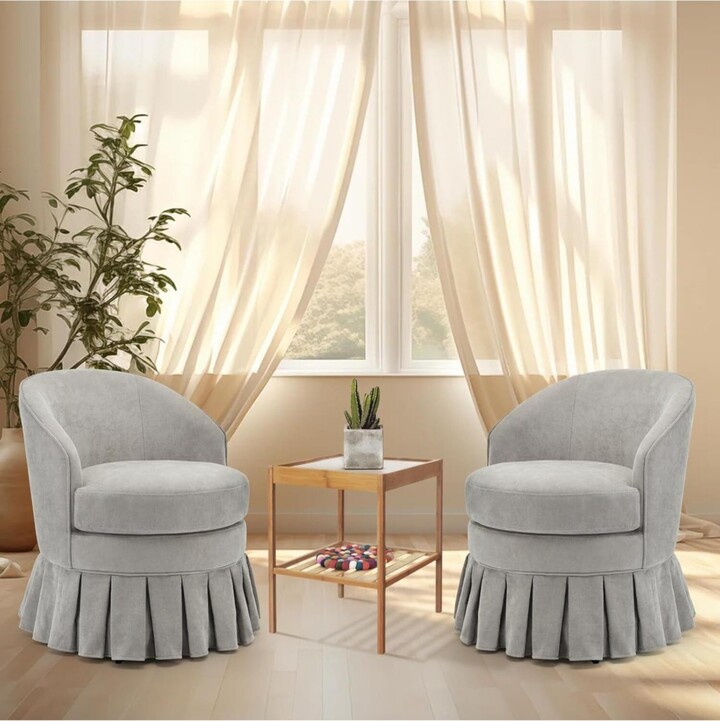 gaomon Set of 2 Upholstered Vanity Stools with Arms Tall Back Makeup Chairs with Side Pockets & Wood Legs