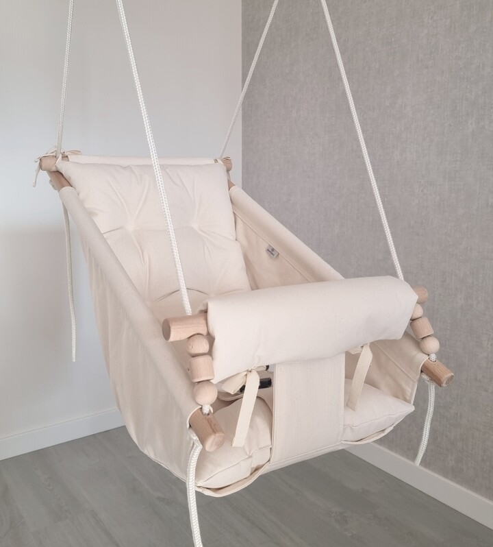 Toddler Hammock. Stylish & Cozy Baby Indoor Playground. Kids Swing Gym. Sensory White Cream Cotton