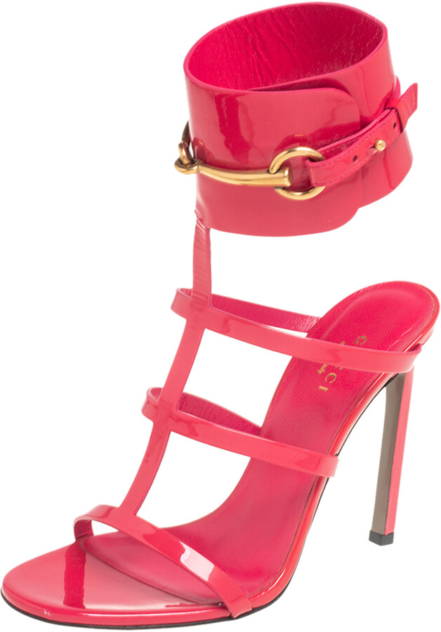 Gucci Pink Patent Leather Ursula Horsebit Ankle-Strap Sandals Size 37.5 -  ShopStyle