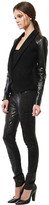 Thumbnail for your product : Cynthia Vincent Leather Sleeve Blazer