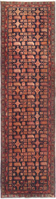 ADMINRUGS One-of-a-Kind Plum Tribal 3X10 Oriental Runner Rug