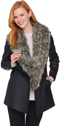Dennis Basso Faux Leather Jacket with Removable Faux Fur Collar