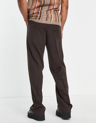 ASOS DESIGN wide smart sweatpants in chocolate brown